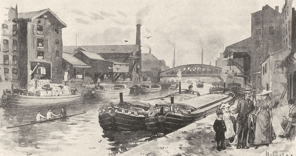 LANCASHIRE. On the Irwell 1901 old antique vintage print picture